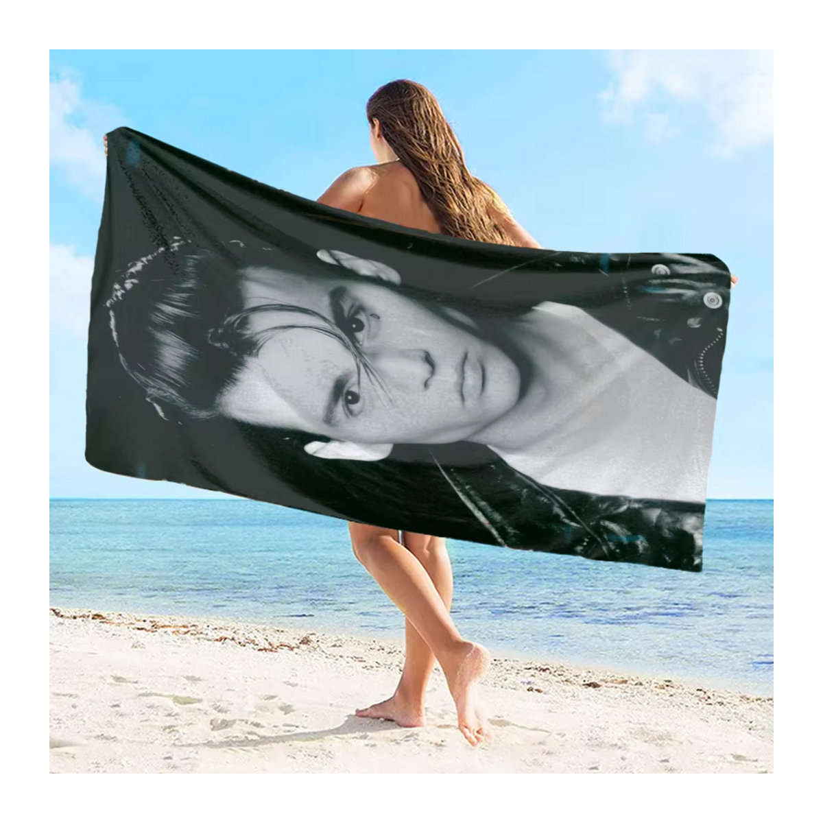 Saugfähiges Johnny Depp Motiv Handtuch aus reiner Baumwolle für Strand und Bad - Bild 2