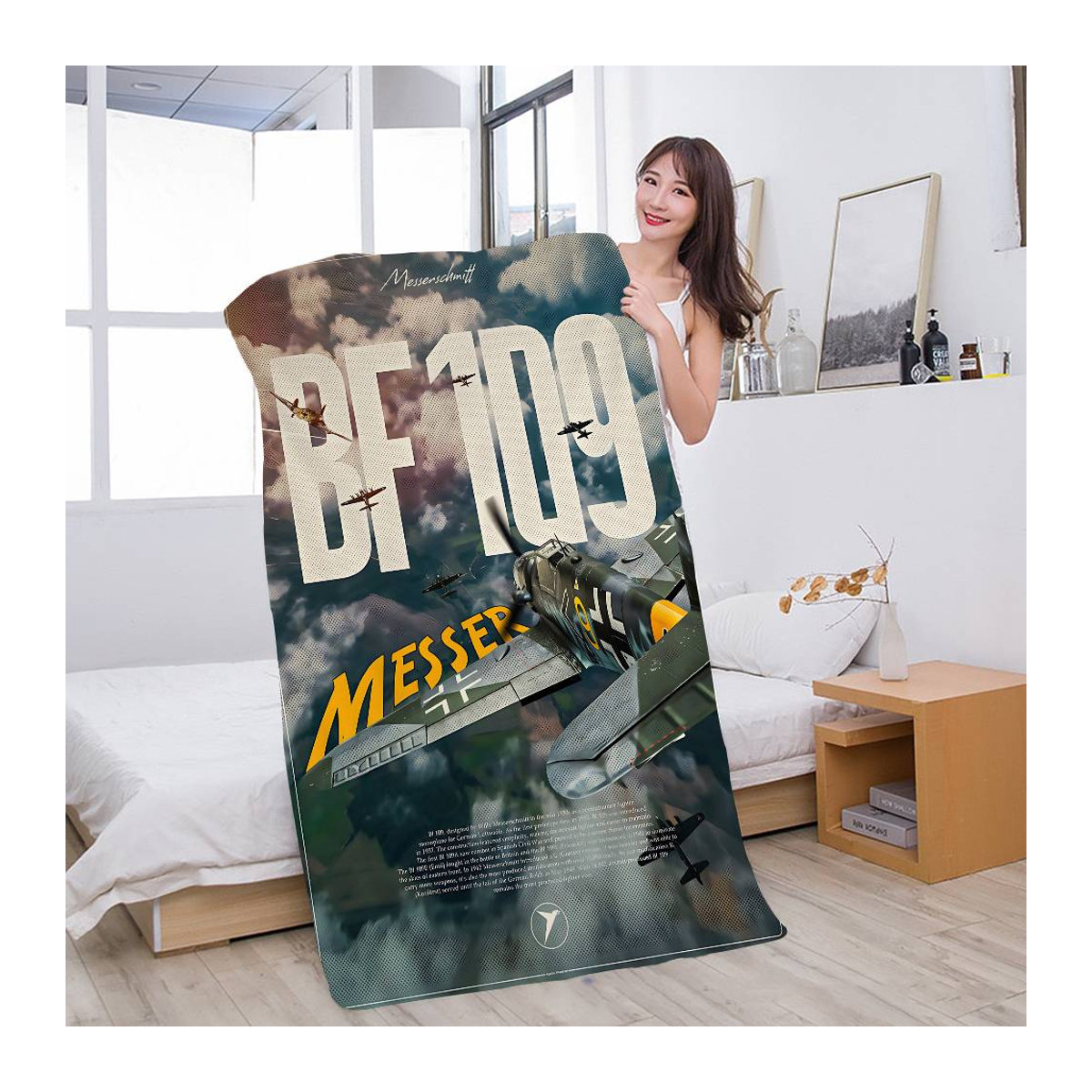 Saugfähiges Mikrofaser Strandtuch mit Kampfflugzeug-Print für Yoga, Strand und Sport, Breite: 40 cm, Höhe: 60 cm - Bild 1