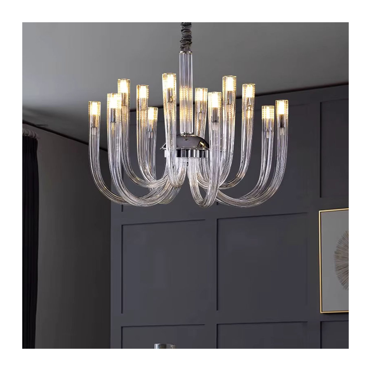Savenmade Moderner Kronleuchter aus Glas und Chrom in Chrom für dein Esszimmer und Wohnzimmer - Bild 3