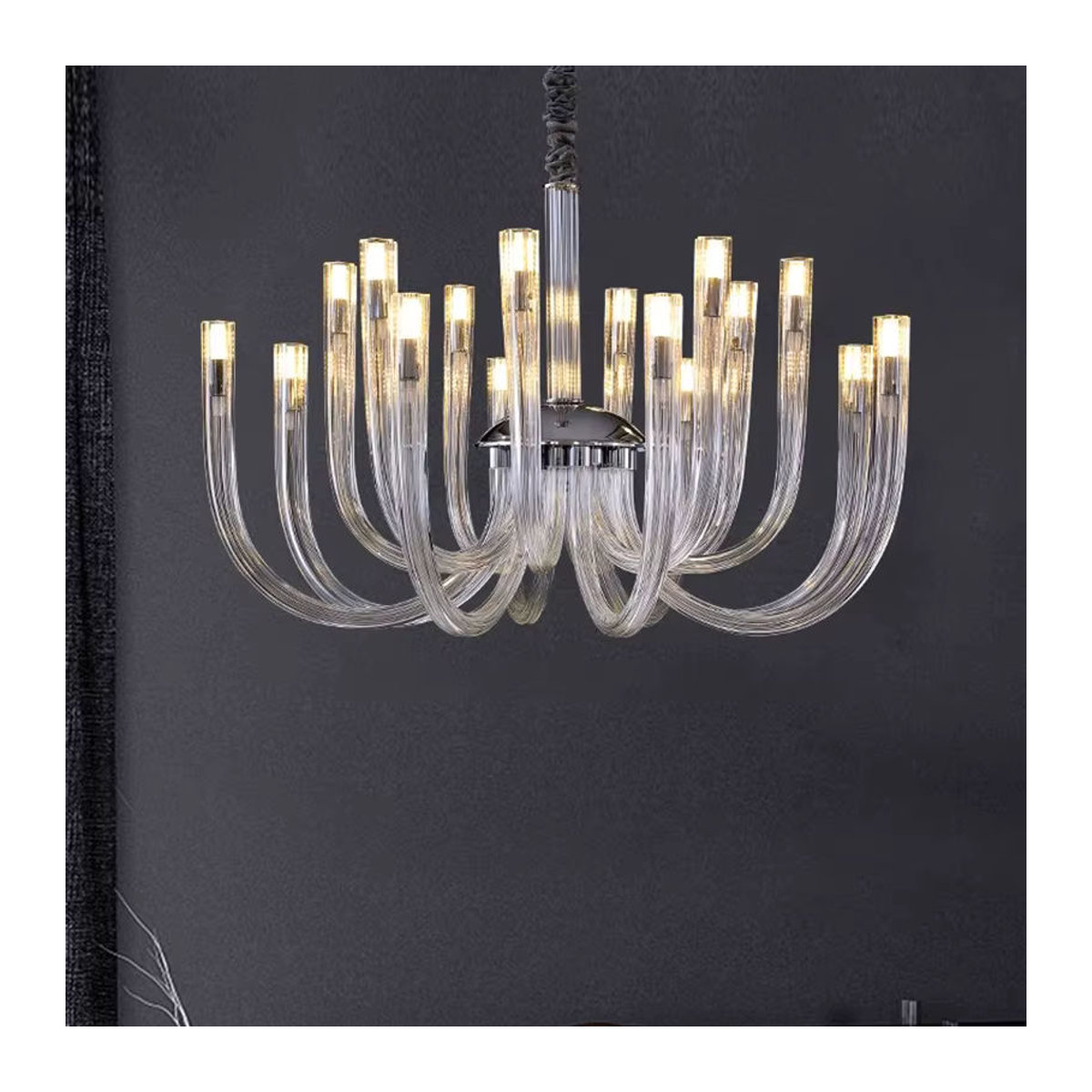 Savenmade Moderner Kronleuchter aus Glas und Chrom in Chrom für dein Esszimmer und Wohnzimmer - Bild 4