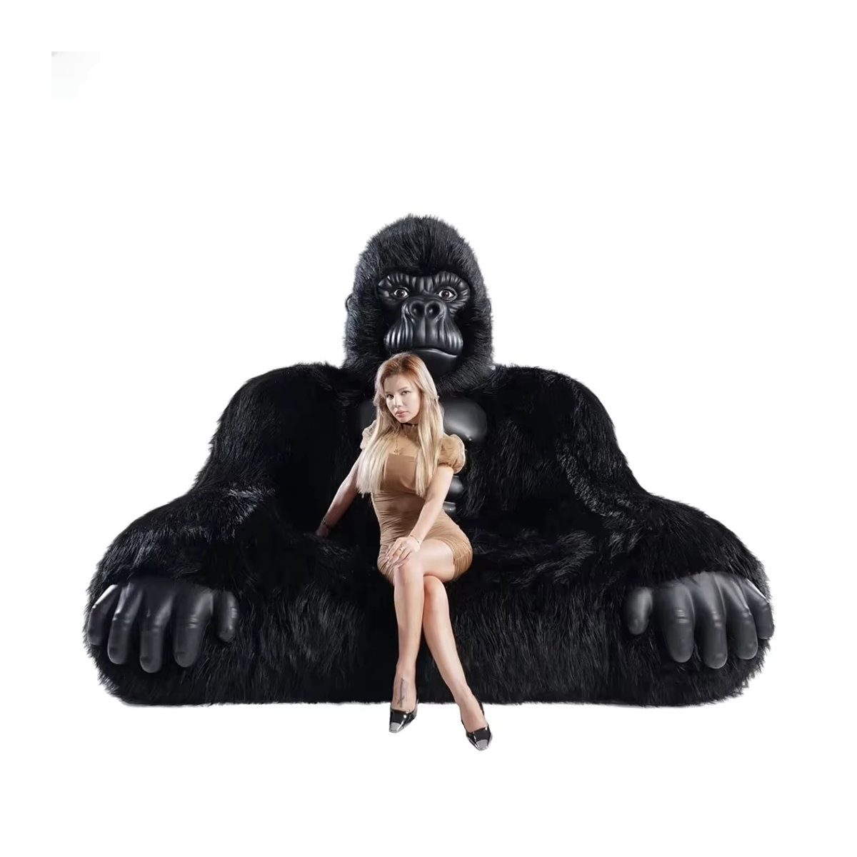 SAYGO Aufblasbares King Kong Gorilla Sofa in Orange und Schwarz als kreatives Cosplay Möbelstück - Bild 3