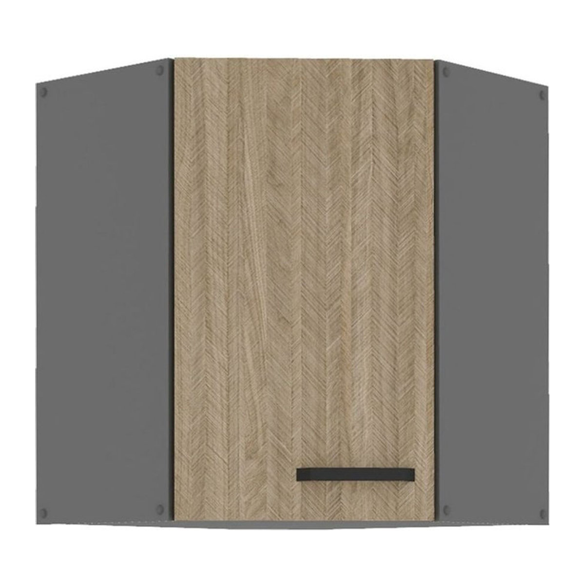SCANDI Eckhängeschrank in Eiche Natur mit Fischgrät-Design und Drehtüren B/H: 60 x 60 cm - Bild 1
