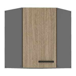 SCANDI Eckhängeschrank in Eiche Natur mit Fischgrät-Design und Drehtüren B/H: 60 x 60 cm
