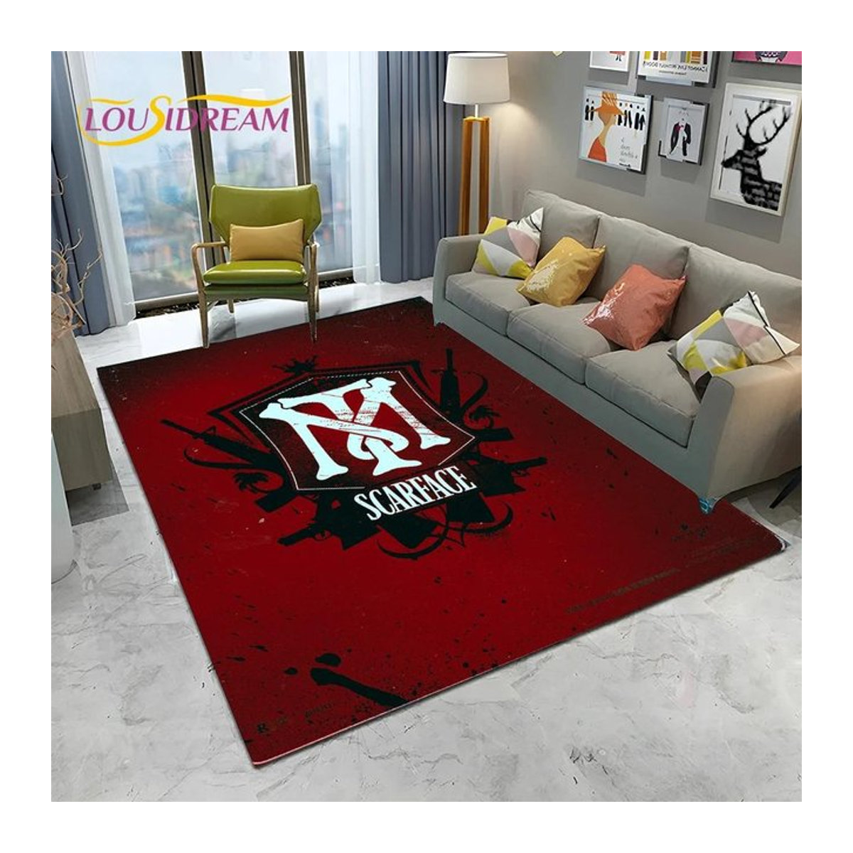 Scarface 3D Classic Film Tony Teppich Rutschfeste Bodenmatte für Wohnzimmer und Schlafzimmer B/B/H: 40 x 60 cm - Bild 1