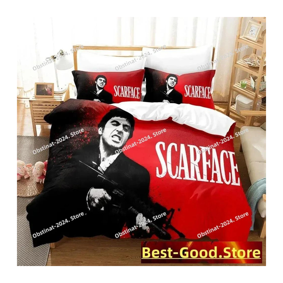 Scarface Movie Bettwäsche-Set für Erwachsene und Kinder, 3-teiliges Anime Bettbezug-Set, B/H: 135 x 200 cm - Bild 1