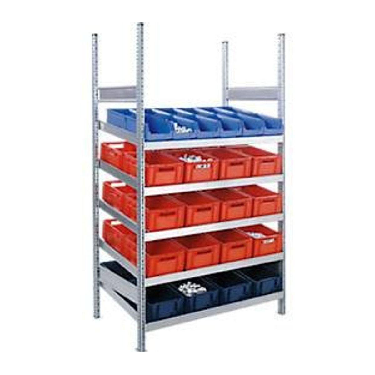 Schäfer MBR 3000 Komplettregal Anbaufeld mit 5 schrägen Fachebenen aus Metall in Silber und Bunt, B/T/H: 227,8 x 80 x 129,2 cm - Bild 2