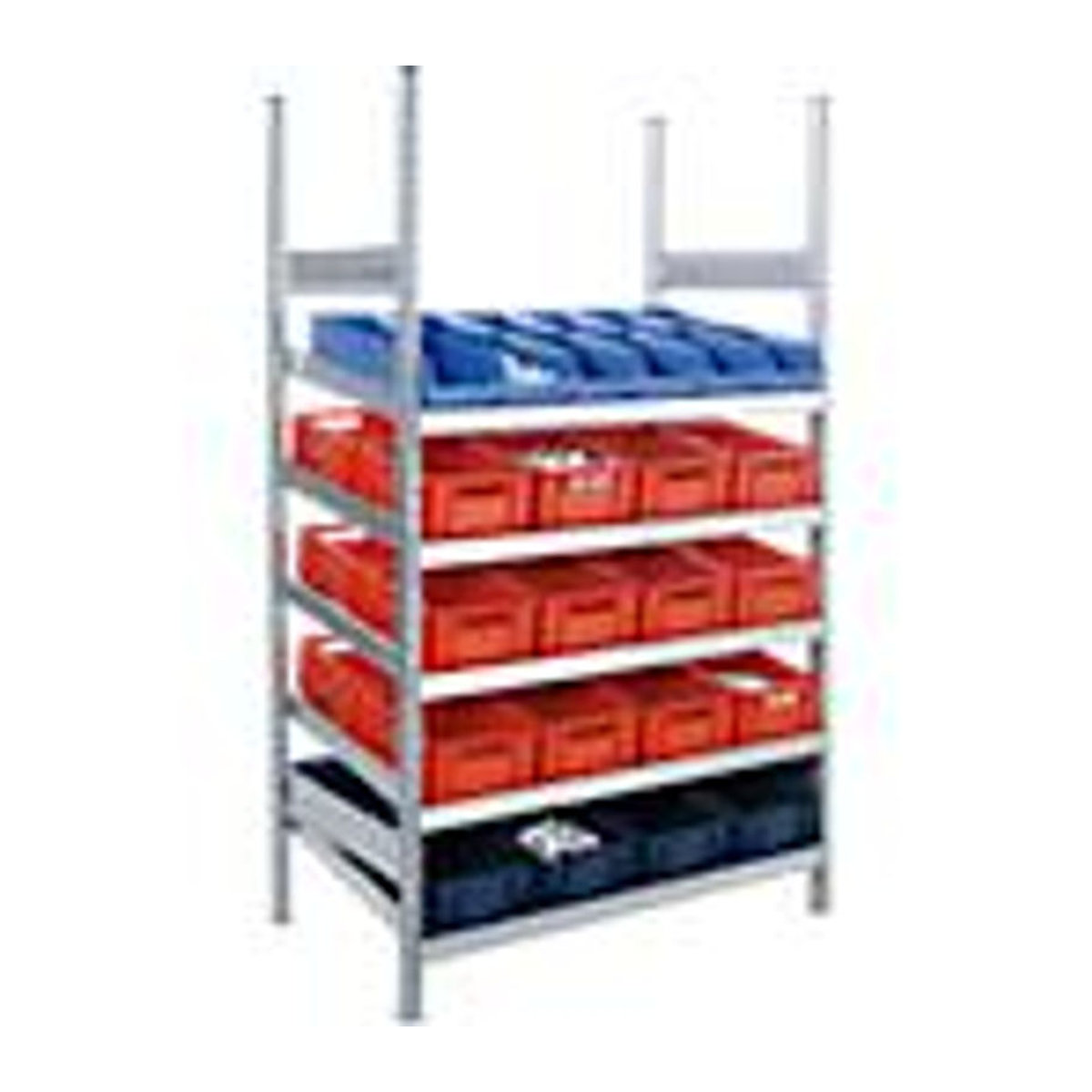 Schäfer MBR 3000 Komplettregal Anbaufeld mit 5 schrägen Fachebenen aus Metall in Silber und Bunt, B/T/H: 227,8 x 80 x 129,2 cm - Bild 3