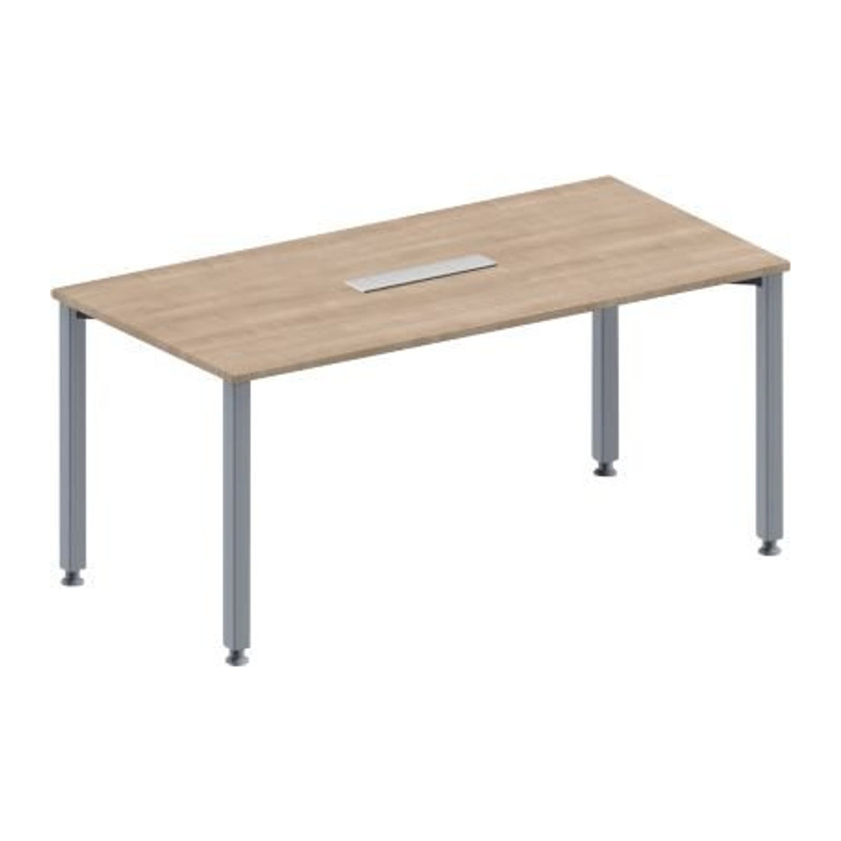 Schäfer Shop Genius Konferenztisch MODENA FLEX in Eiche-Dekor und Weißalu mit 6-fach Anschluss, Rechteckform, 4-Fuß Quadratrohr, B: 160 cm, T: 80 cm, H: 72-84 cm - Bild 1