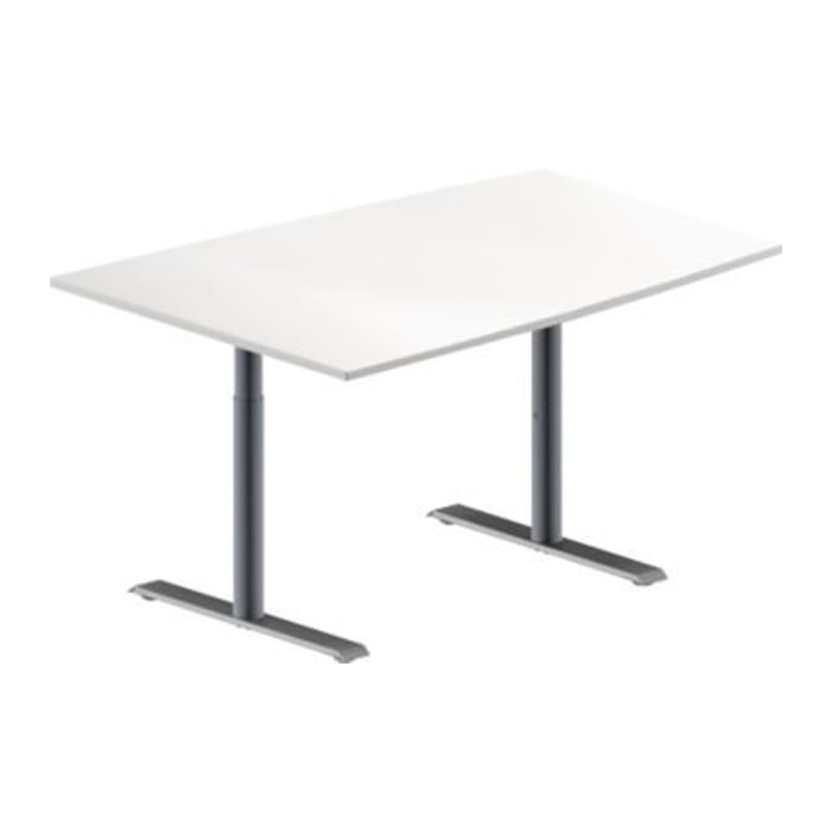 Schäfer Shop Genius Konferenztisch MODENA FLEX in Tonne mit T-Fuß Rundrohr, Farbe Weiß/Weißaluminium, B/T/H: 140 x 100 x 65-85 cm - Bild 1