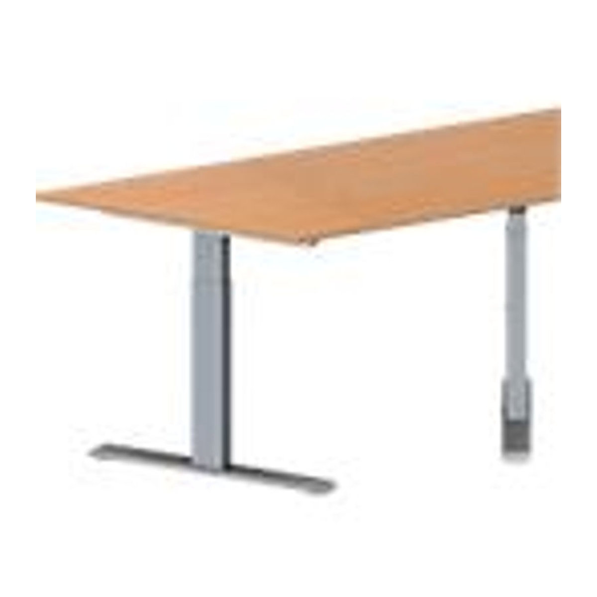 Schäfer Shop Genius Konferenztisch MODENA FLEX in Trapezform mit T-Fuß Rechteckrohr, Buche und alufarben, B: 160 cm, T: 80 cm, H: 65-85 cm - Bild 1