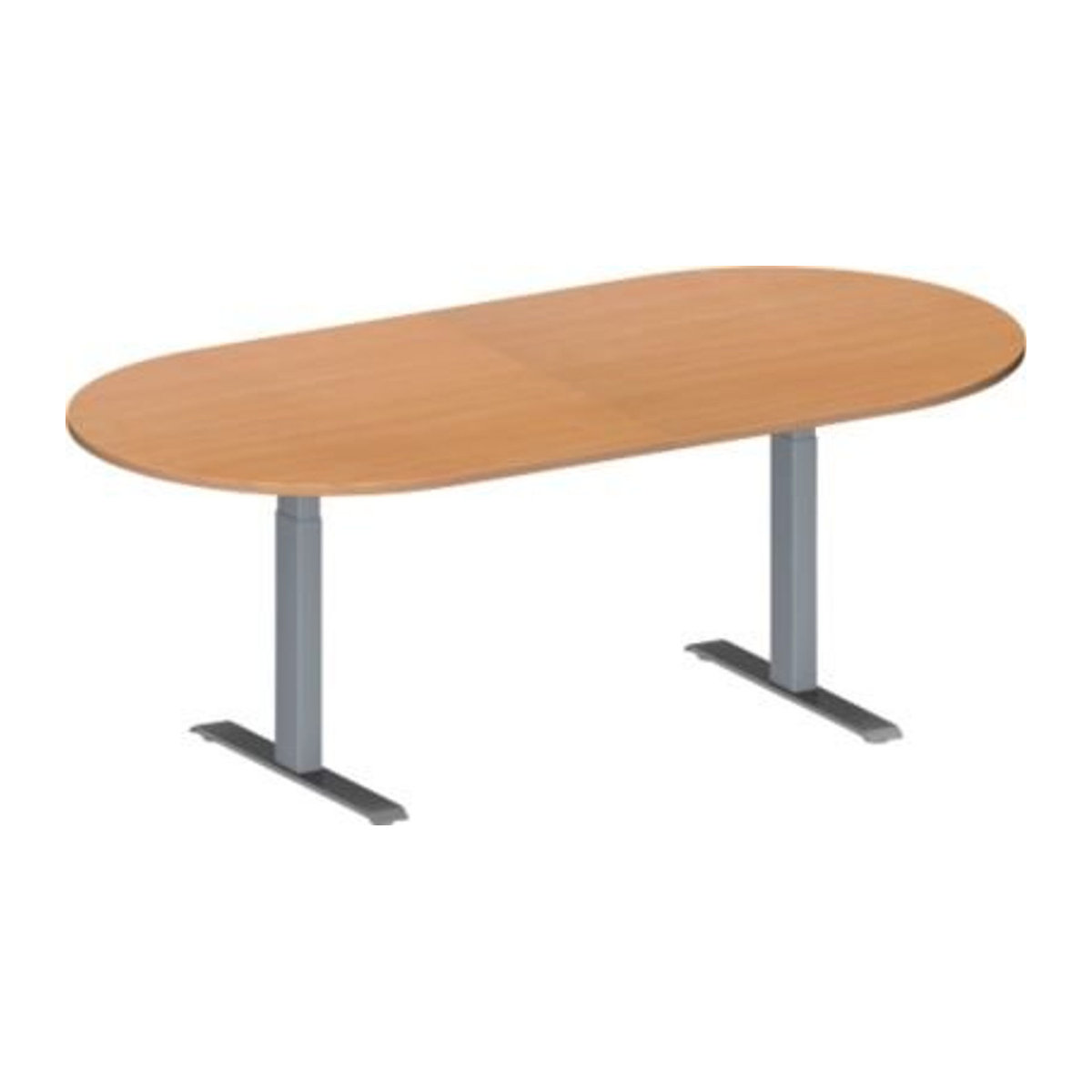 Schäfer Shop Genius Konferenztisch MODENA FLEX, Oval, T-Fuß Rechteckrohr, Buche/alufarben, B/T/H: 200 x 100 x 65-85 cm - Bild 1