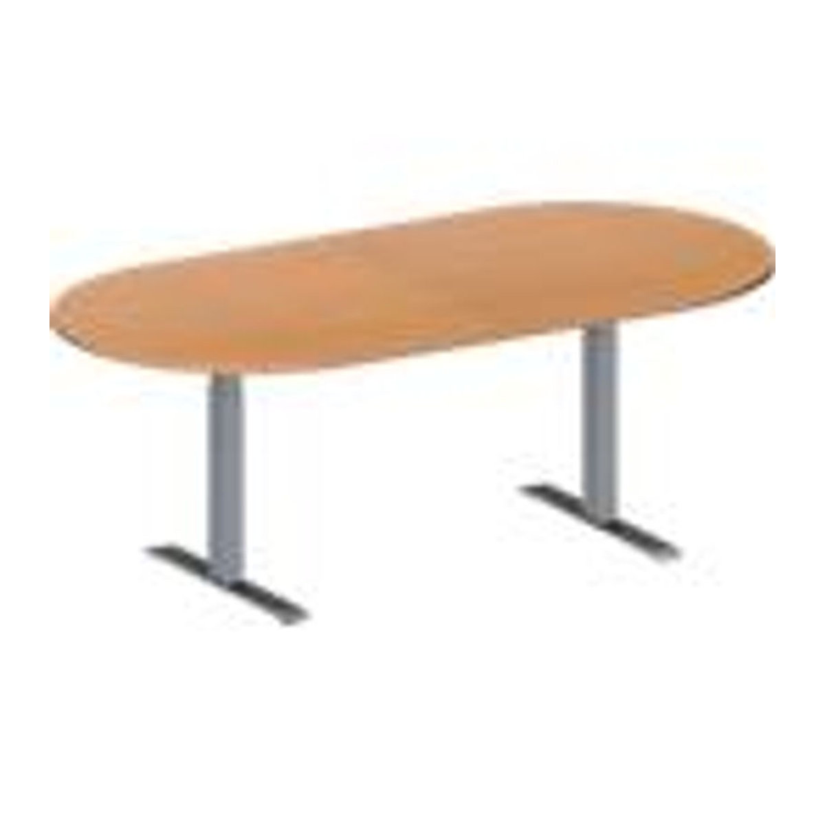 Schäfer Shop Genius Konferenztisch MODENA FLEX, Oval, T-Fuß Rechteckrohr, Buche/alufarben, B/T/H: 200 x 100 x 65-85 cm - Bild 2