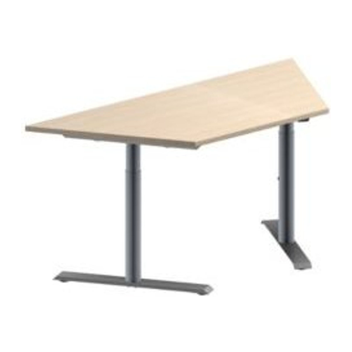 Schäfer Shop Genius Konferenztisch MODENA FLEX Trapez mit T-Fuß Rundrohr in Ahorn-Dekor und Alufarben, B: 160 cm, T: 80 cm, H: 65-85 cm - Bild 1