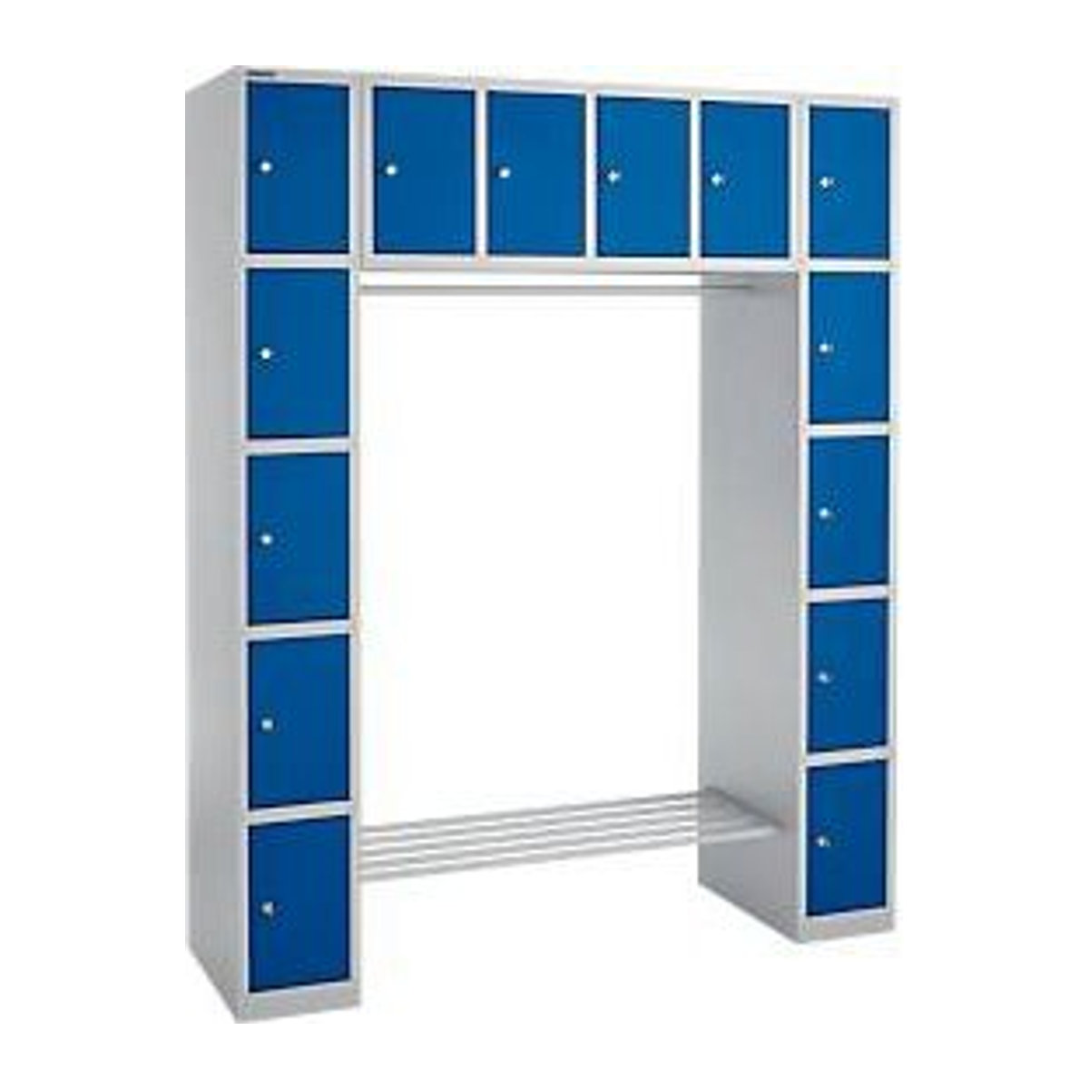 Schäfer Shop Select Schließfachgarderobe aus Metall in Weißaluminium, Grau und Blau, 2 Säulen, Modern - Bild 1
