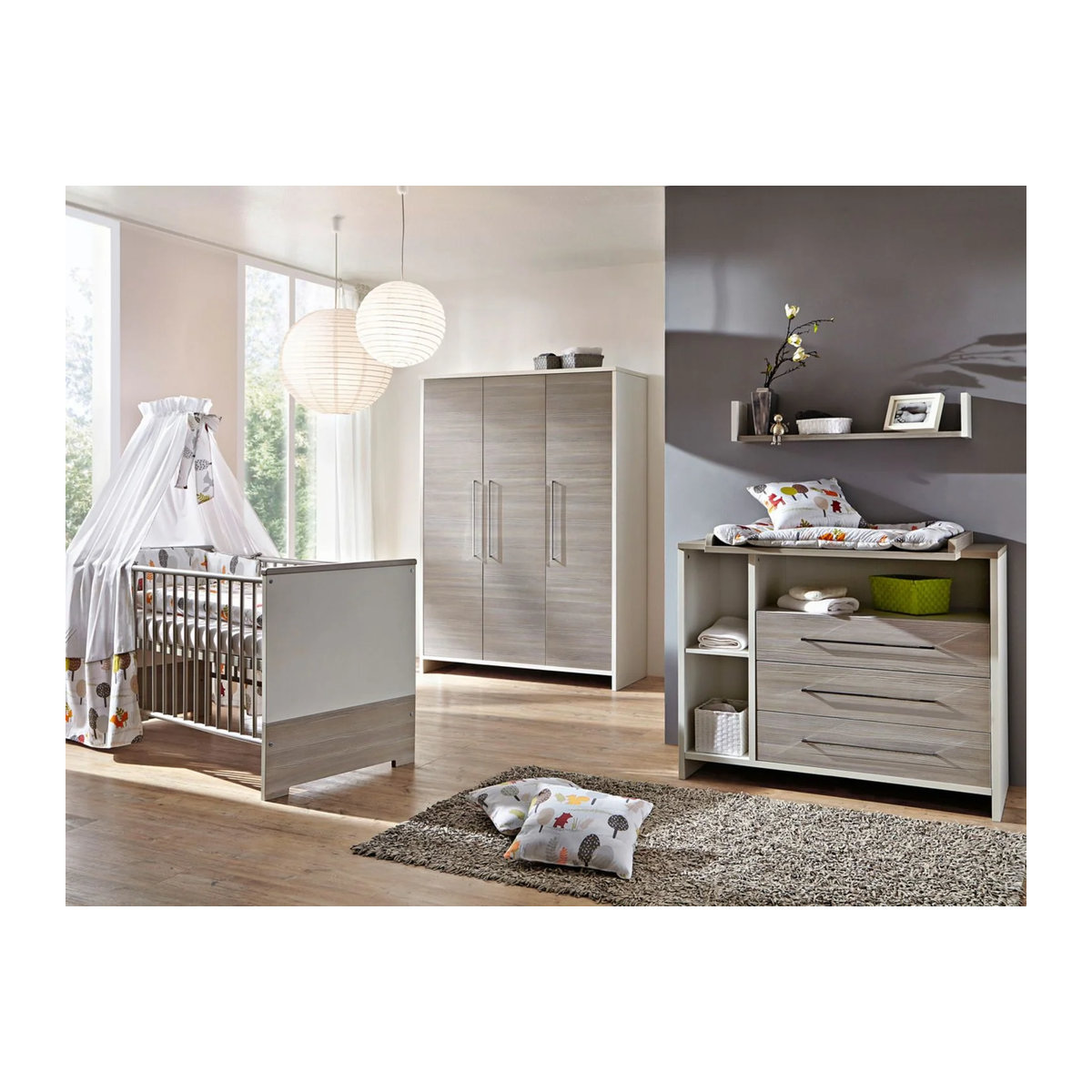 Schardt Eco Schrank mit 3 Drehtüren in Silber und Grau im modernen Design - Bild 2