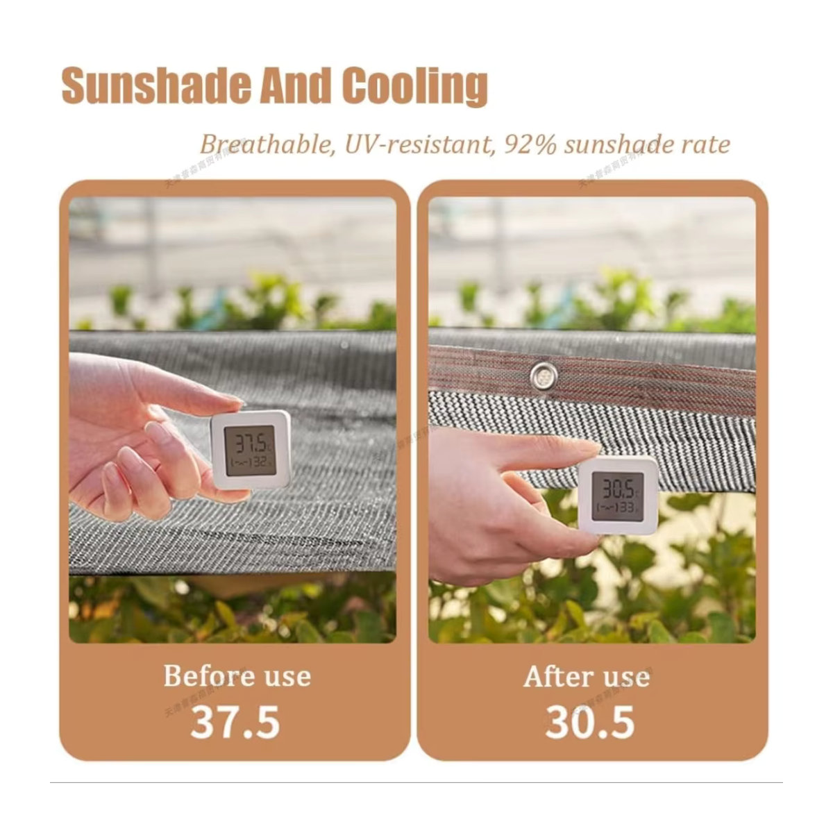 Schattentuch mit Ösen als Sonnenschutznetz in Braun für Garten, Pergola, Gewächshaus und Terrasse - Bild 3