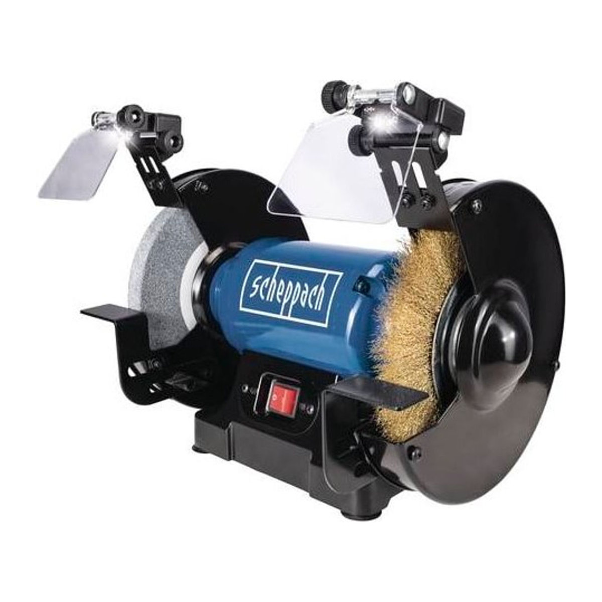 Scheppach Doppelschleifer SM200LB mit LED-Beleuchtung, 500 Watt, 230V, Schleifstein 200x20mm K36 und Drahtbürste 16mm Breite - Bild 1