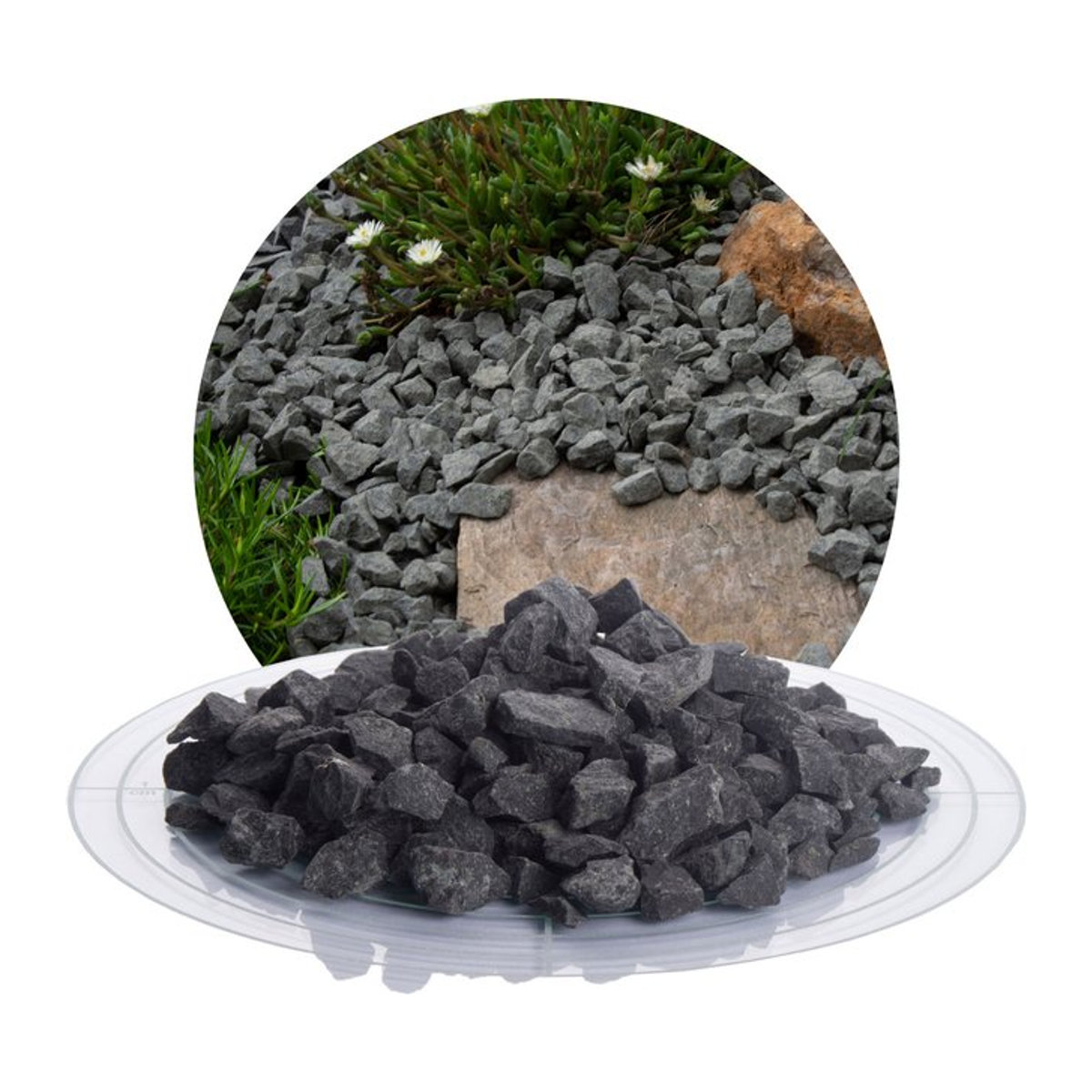 SCHICKER MINERAL Basalt Ziersplitt in Anthrazit Grau, Körnung 8-16 mm, 25 kg - Bild 1