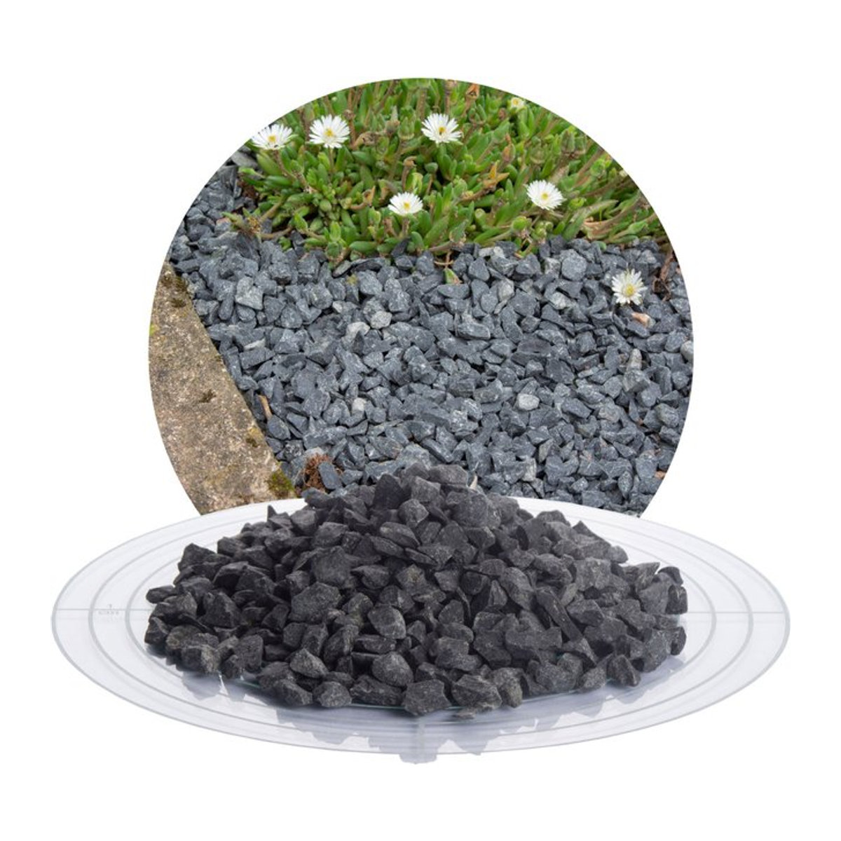 SCHICKER MINERAL Basalt Ziersplitt in Anthrazit, unregelmäßige Steine, 5-8 mm, 25 kg - Bild 1