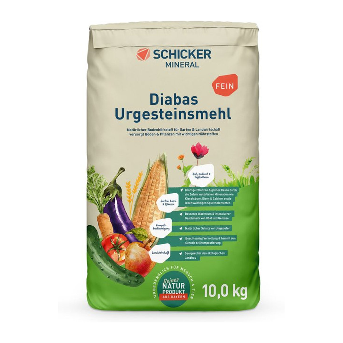 SCHICKER MINERAL Diabas Urgesteinsmehl fein 10 kg - Bild 1