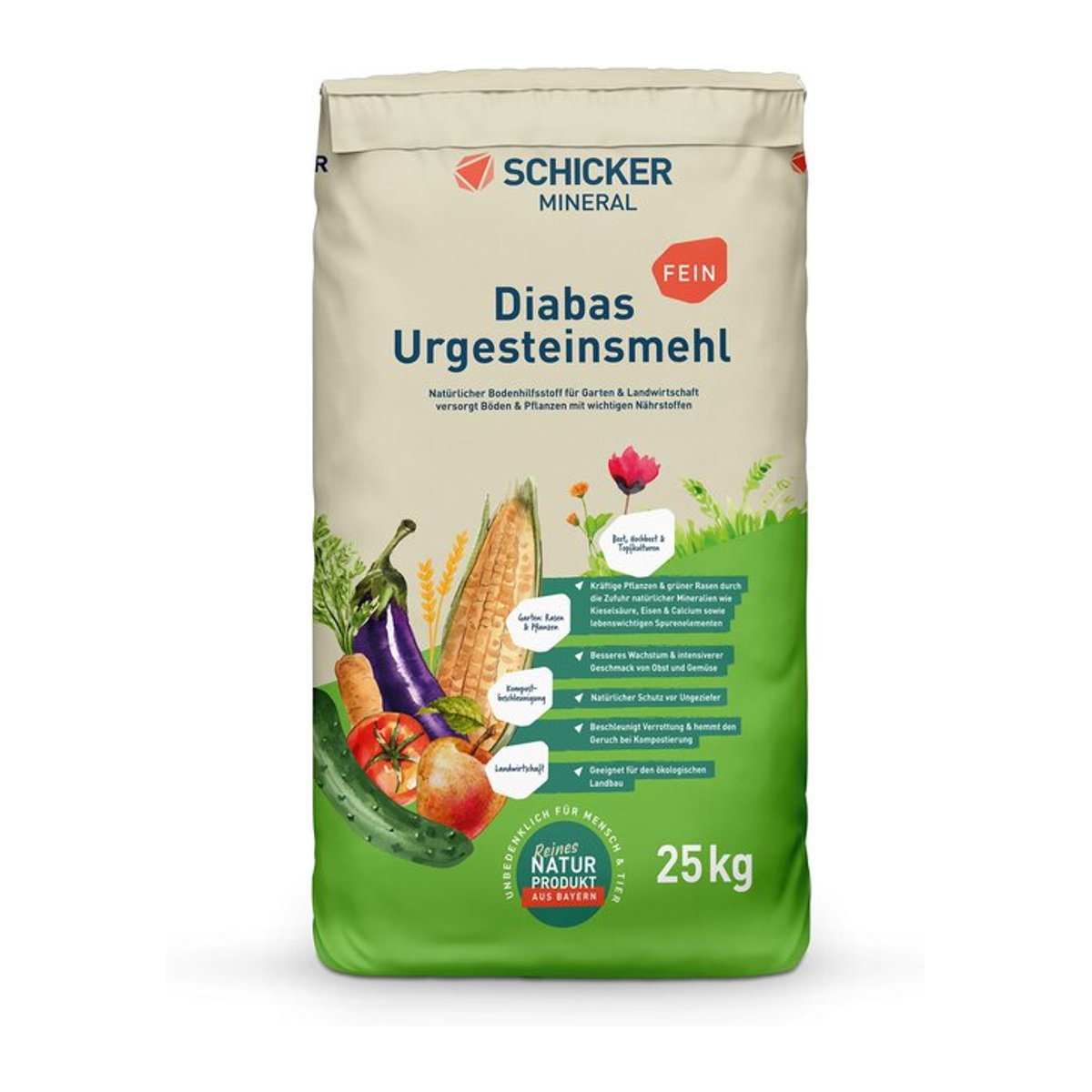 SCHICKER MINERAL Diabas Urgesteinsmehl fein 25 kg - Bild 1