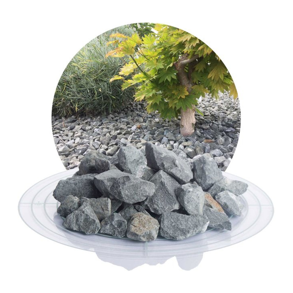 SCHICKER MINERAL Diabas Ziersplitt aus Naturstein, Grau, 16-32 mm, 25 kg - Bild 1