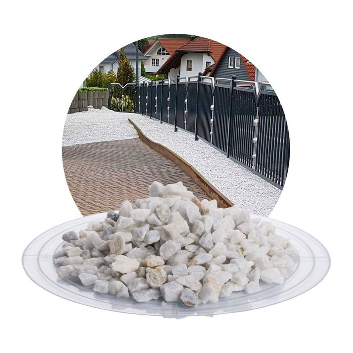 SCHICKER MINERAL Marmor Ziersplitt in Weiß, unregelmäßig, 8-16 mm, 25 kg - Bild 1