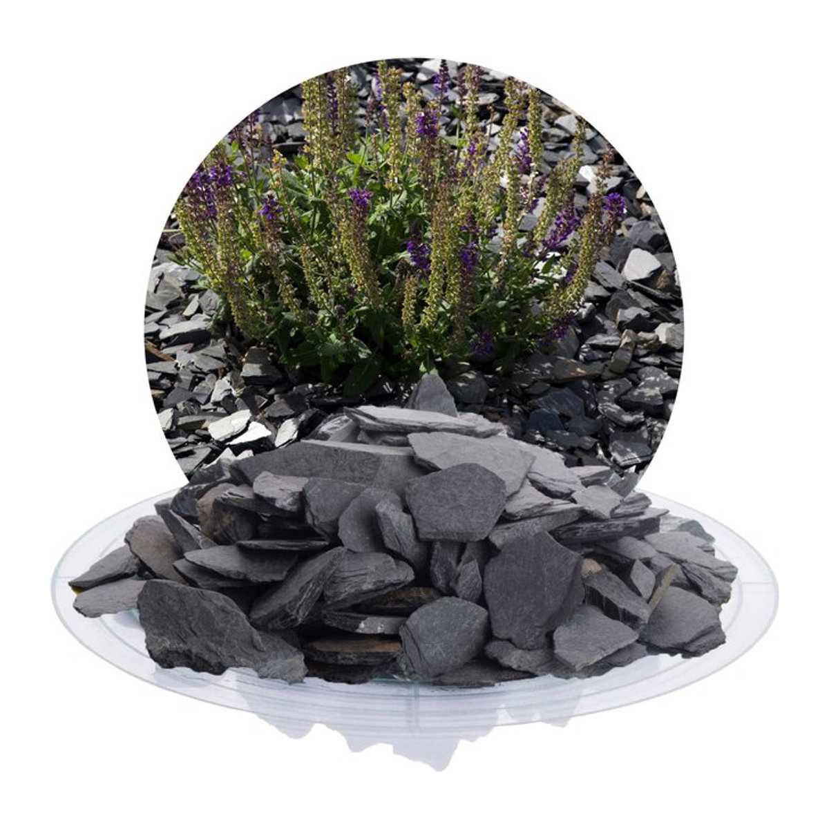 SCHICKER MINERAL Schiefer Ziersplitt unregelmäßig in Schwarz und Grau, 20-40 mm, 25 kg - Bild 1
