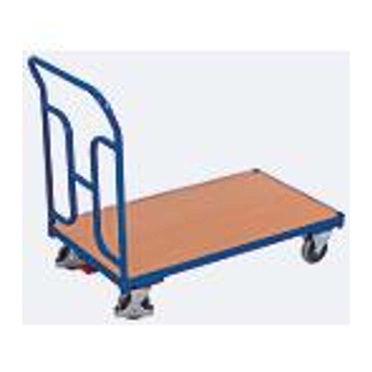 Schiebebügelwagen aus Stahl und MDF-Platte in Enzianblau und Buche-Dekor mit TPE-Rollen und EasySTOP, B: 500 mm, L: 880 mm, Tragkraft bis 250 kg - Bild 2