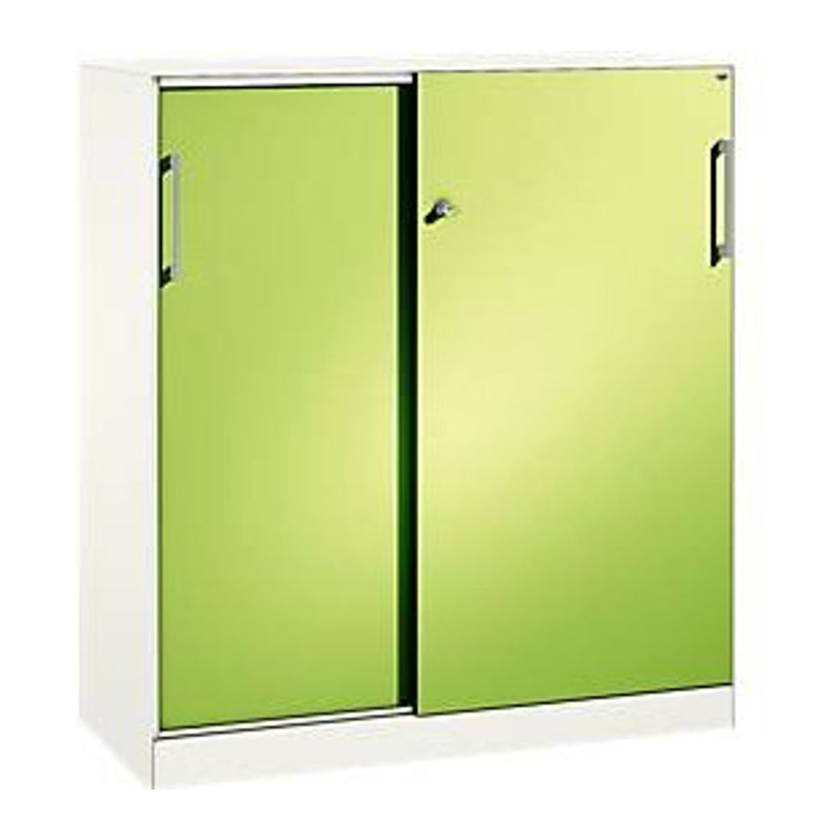 Schiebetürenschrank ASISTO C 3000 Aktenschrank aus Stahl mit Abdeckplatte, Breite: 120 cm, 3 Ordnerhöhen, Weiß/Grün - Bild 1