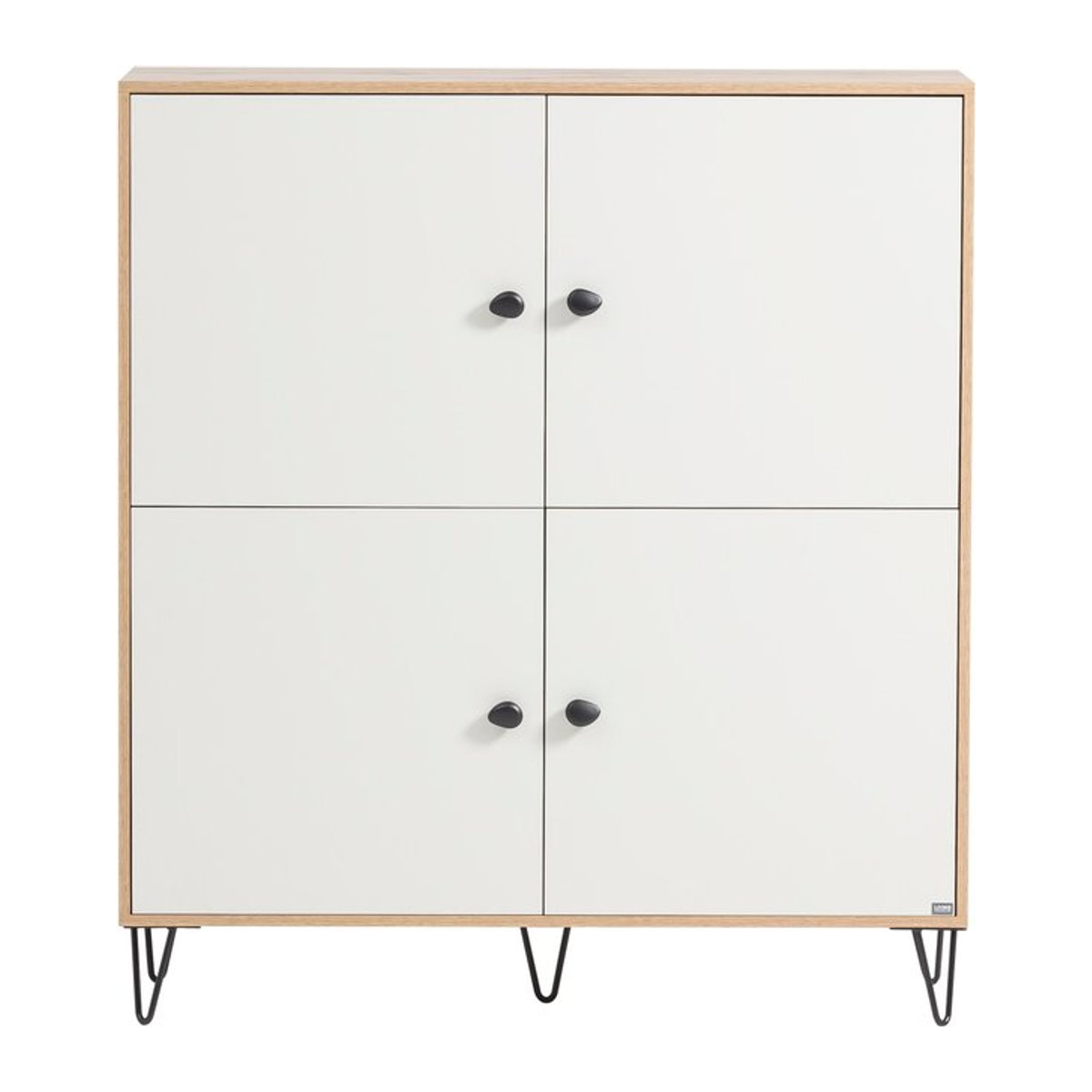 Schildmeyer Highboard Looks Organic in Eiche Natur, Beige, Schwarz oder Weiß im skandinavischen Design aus Holzwerkstoff und Metall - Bild 1