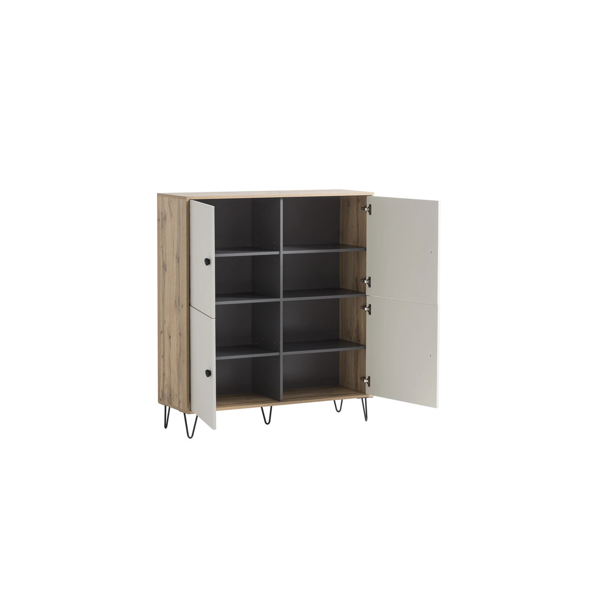 Schildmeyer Highboard Looks Organic in Eiche Natur, Beige, Schwarz oder Weiß im skandinavischen Design aus Holzwerkstoff und Metall - Bild 3