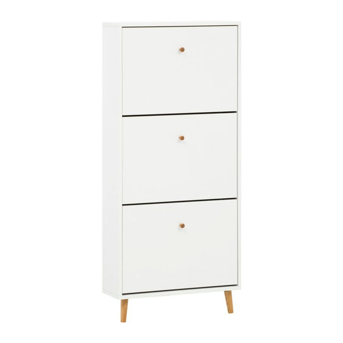 Schildmeyer Schuhkipper Bjarne 3-reihig in Weiß Matt mit Eiche und Metall B/H/T: 59,8 x 131 x 19,55 cm - Bild 1