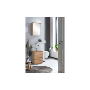 Schildmeyer Waschbeckenunterschrank Carlos in Eiche Natur und Anthrazit im Landhausstil mit Drehtüren B/H/T: 40,2 x 59,1 x 35 cm