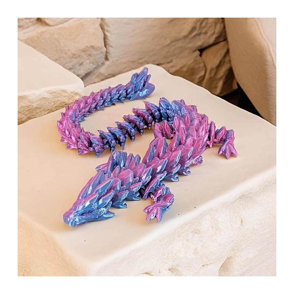 Schillernde 3D-gedruckte Edelstein-Drachenfigur von Wucifang Bags in Grün, 30 cm Schreibtischdekoration aus Kunststoff - Bild 1