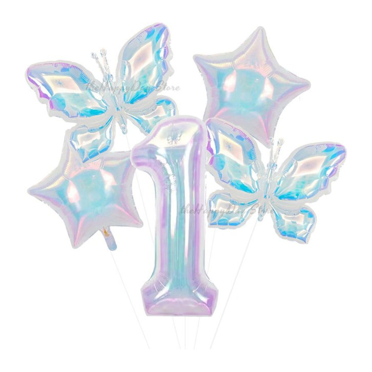 Schillernde Zahlen-Folienballons und Schmetterlings-Heliumballons in Mehrfarbig für Hochzeiten, Verlobungen und Geburtstage, Durchmesser: 101,6 cm - Bild 1