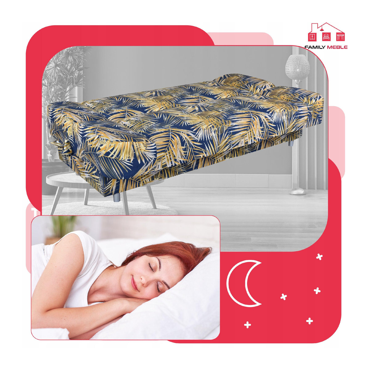 Schlafsofa Sara Print von Family Meble mit Bonellfedern und Bettkasten, ausklappbares Sofa - Bild 4