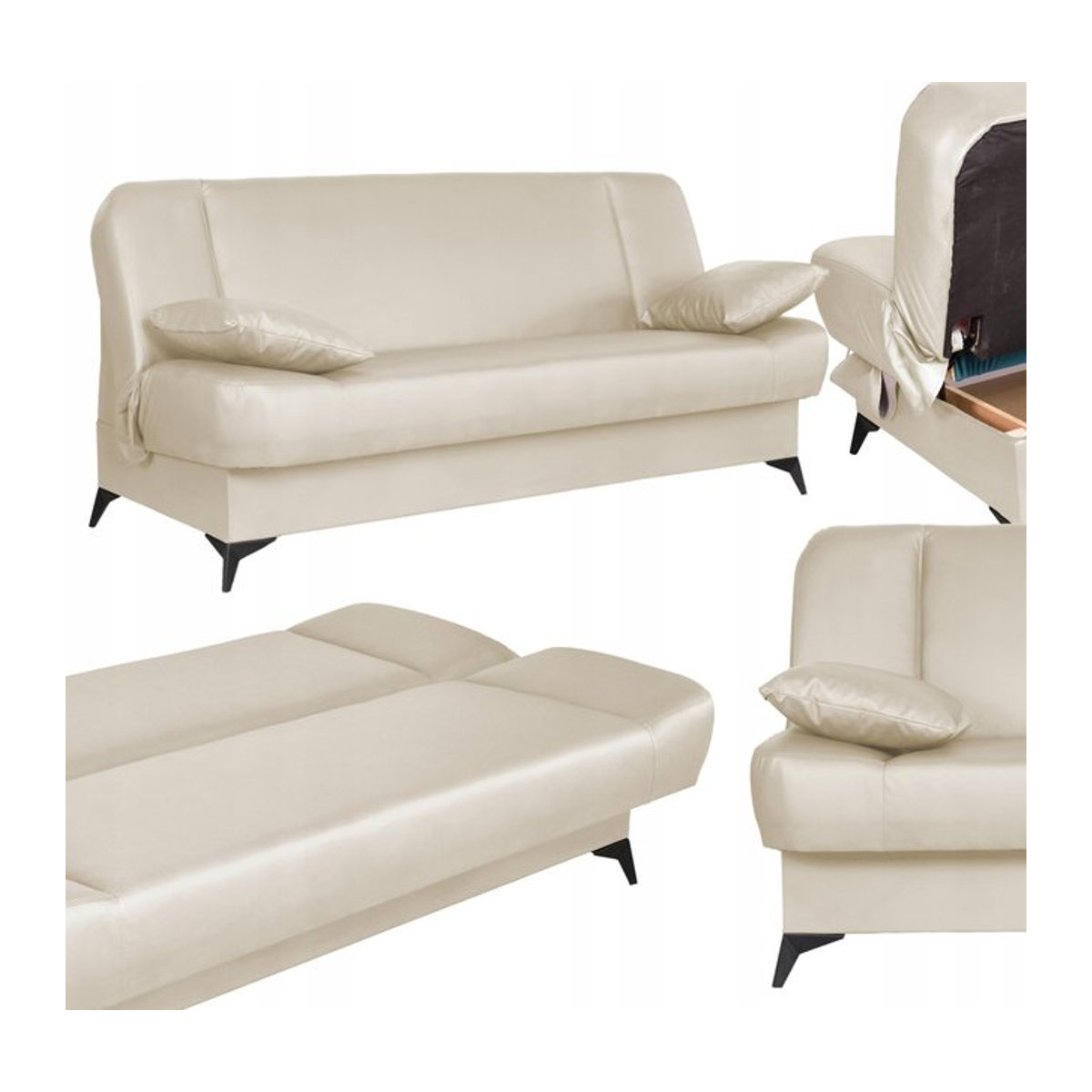 Schlafsofa Sara von Family Meble aus Kunstleder in Braun mit Schlaffunktion und Bettwäschebehälter, B/T/H: 200 x 95 x 101 cm - Bild 1