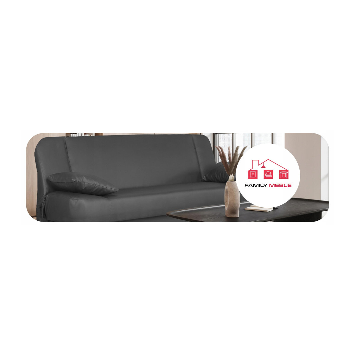 Schlafsofa Sara von Family Meble aus Kunstleder mit Schlaffunktion und Bettwäschebehälter, Grau, B/T/H: 200 x 95 x 101 cm - Bild 3