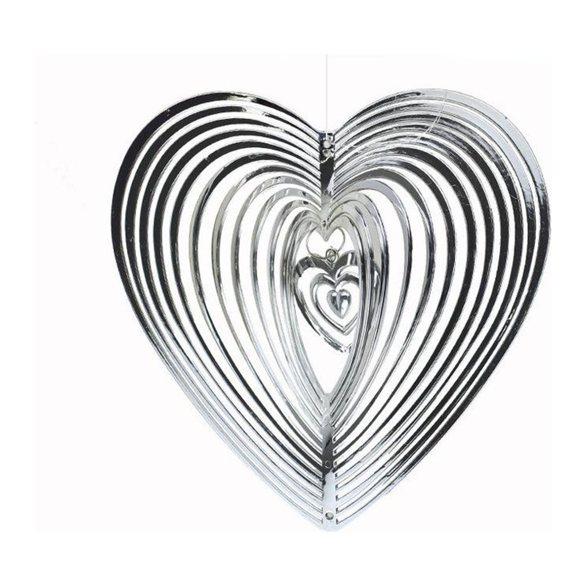 Schlagendes Herz Windspinner von xianyi01 aus Edelstahl und Kunststoff in Silber und Rot als moderne Dekoration für den Valentinstag - Bild 1
