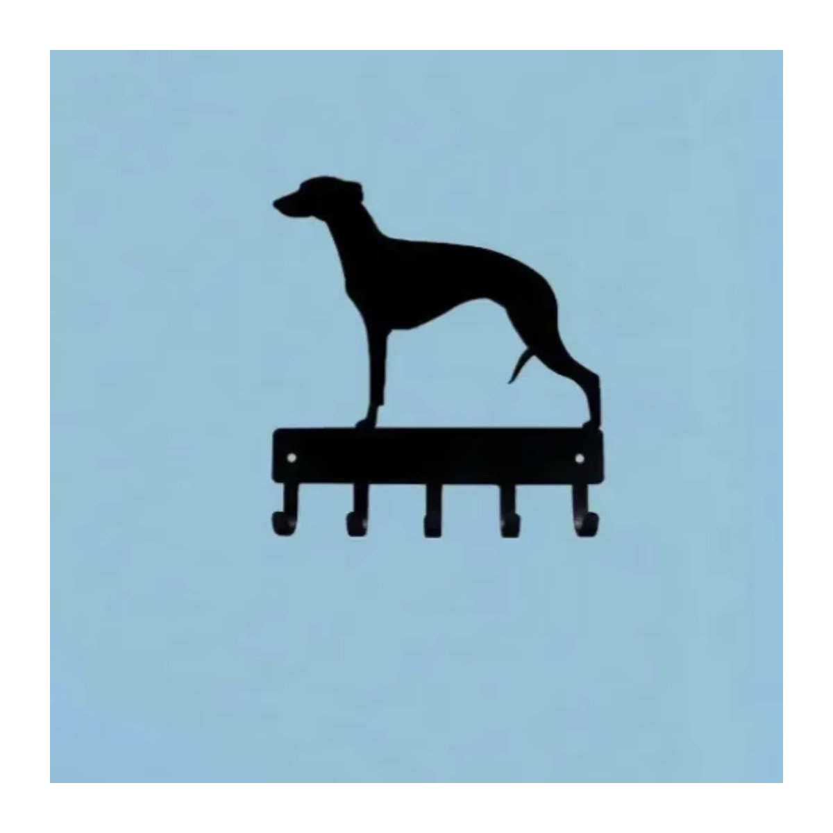 Schlüsselhakenhalter für Whippet-Hunde von CIFBUY, Wandkunst aus Metall in Schwarz, Wandmontiert, Breite: 15,24 cm, Höhe: 15,24 cm - Bild 4