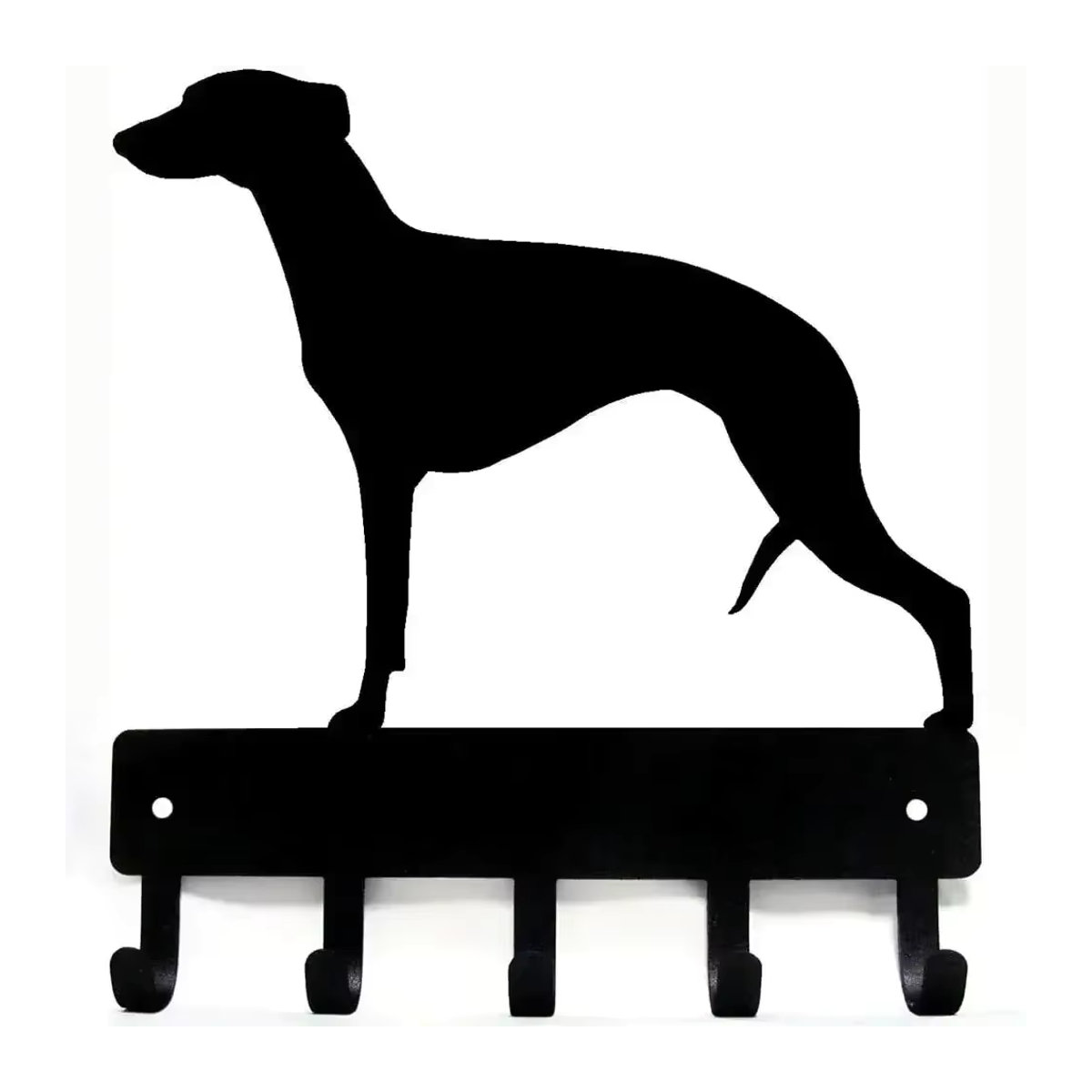 Schlüsselhakenhalter für Whippet-Hunde von CIFBUY, Wandkunst aus Metall in Schwarz, Wandmontiert, Breite: 15,24 cm, Höhe: 15,24 cm - Bild 5