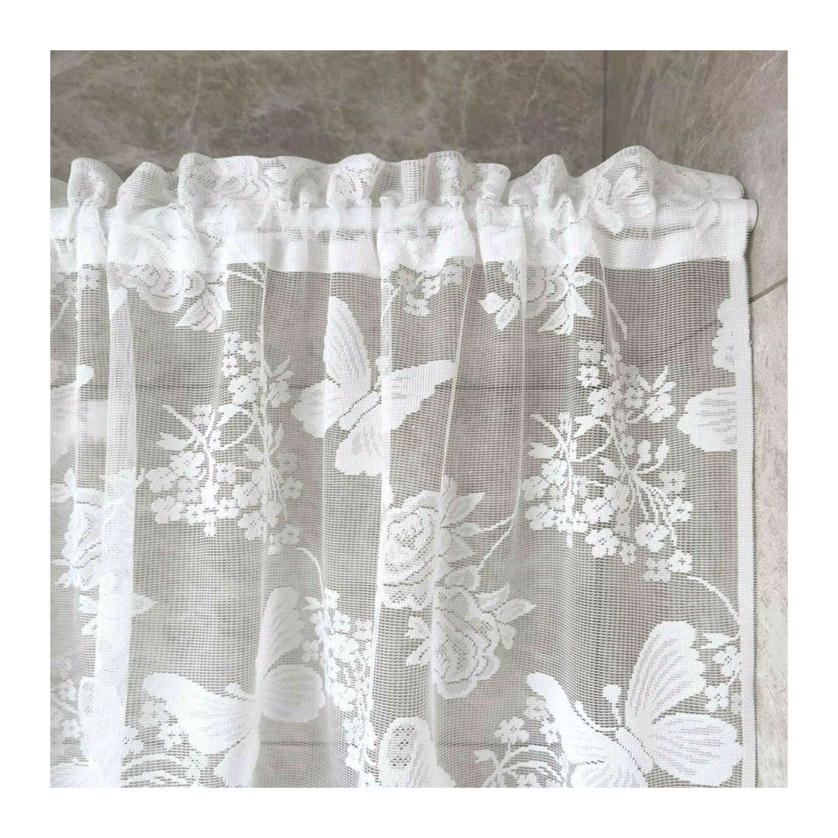 Schmetterlings-Spitzenvorhang für Küche und Café in rustikalem Design aus durchsichtigem Voile - Bild 4