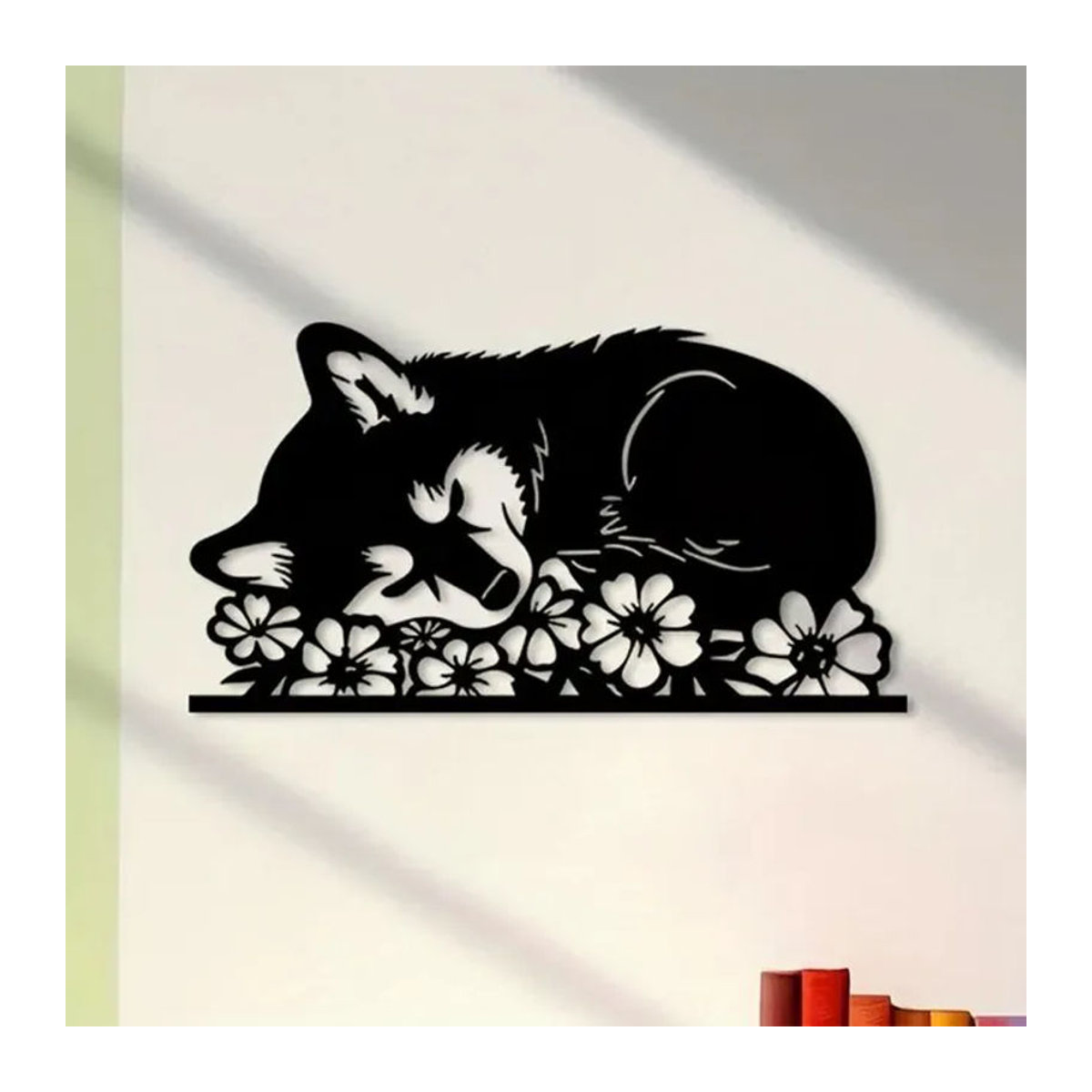 Schmiedeeiserne Shiba Inu Wandskulptur aus Metall in Schwarz von CIFBUY als dekorative Metallkunst für den Garten und die Wandmontage - Bild 1