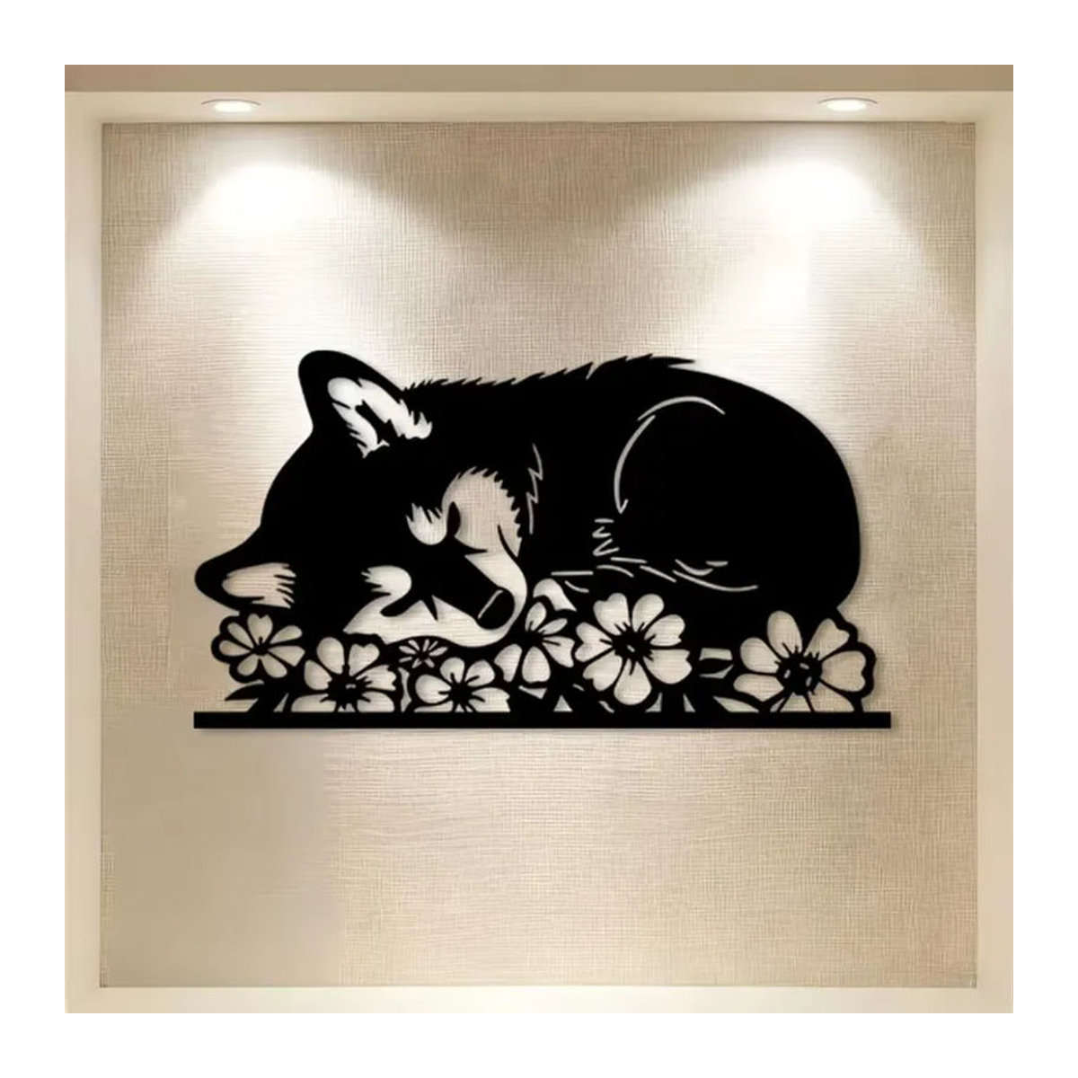 Schmiedeeiserne Shiba Inu Wandskulptur aus Metall in Schwarz von CIFBUY als dekorative Metallkunst für den Garten und die Wandmontage - Bild 5