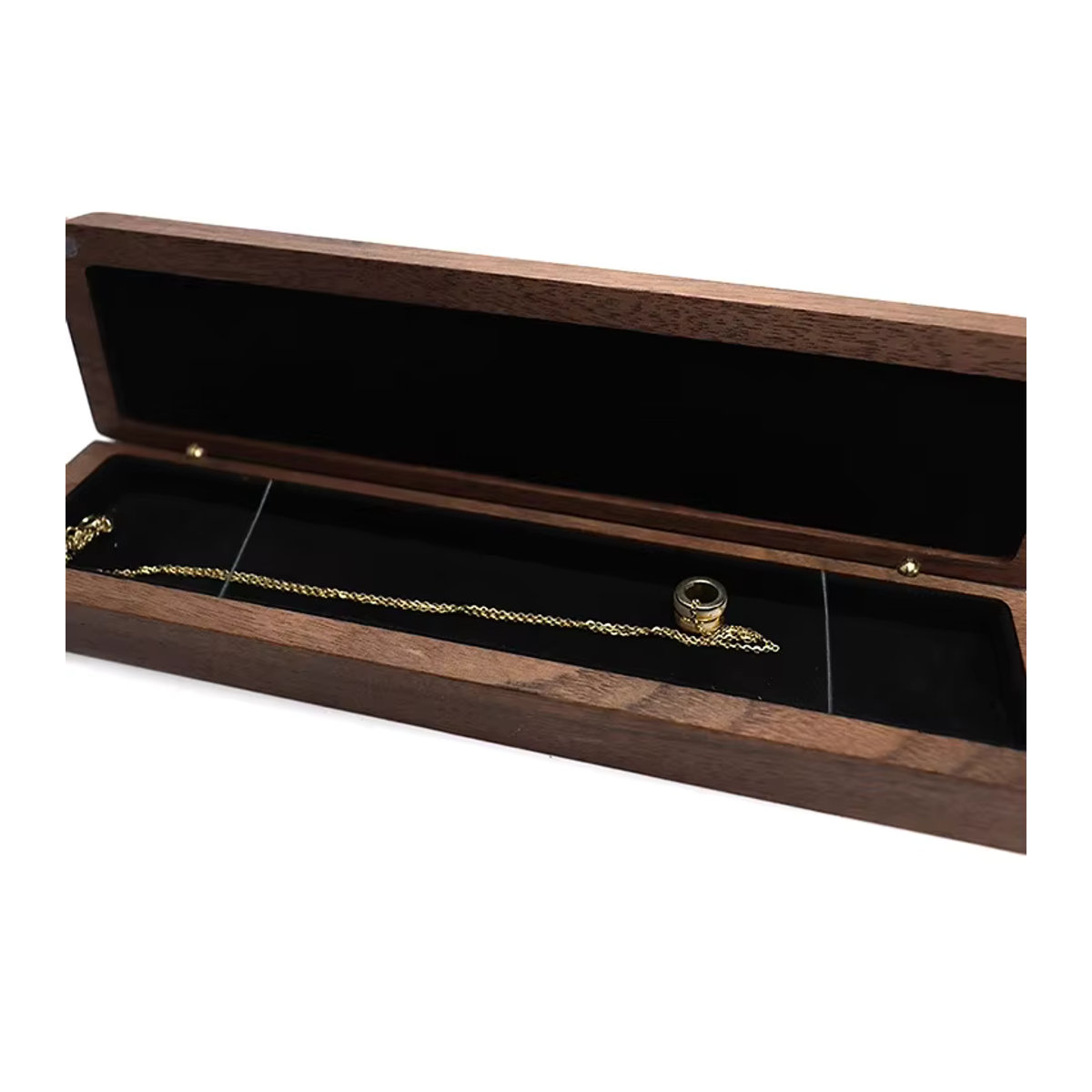 Schmuckbox aus Walnussholz von Baby.Xin in Schwarz und Braun, quadratische Aufbewahrungsbox im Vintage-Stil mit Flanell-Inlay für Halsketten und Schmuck - Bild 3