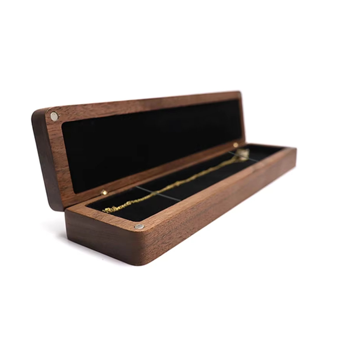 Schmuckbox aus Walnussholz von Baby.Xin in Schwarz und Braun, quadratische Aufbewahrungsbox im Vintage-Stil mit Flanell-Inlay für Halsketten und Schmuck - Bild 4