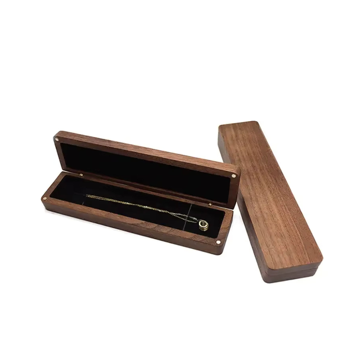 Schmuckbox aus Walnussholz von Baby.Xin in Schwarz und Braun, quadratische Aufbewahrungsbox im Vintage-Stil mit Flanell-Inlay für Halsketten und Schmuck - Bild 6