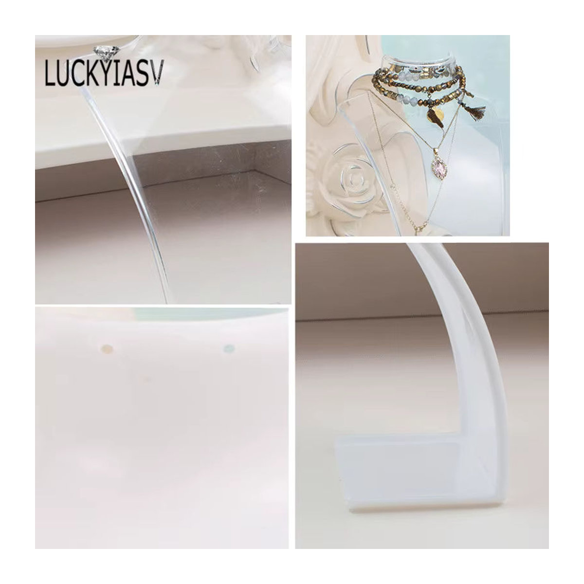 Schmuckdisplay für Halsketten und Anhänger von luckyiasv in Schwarz und Transparent, B/H/T: 20 x 13,5 x 6 cm - Bild 3