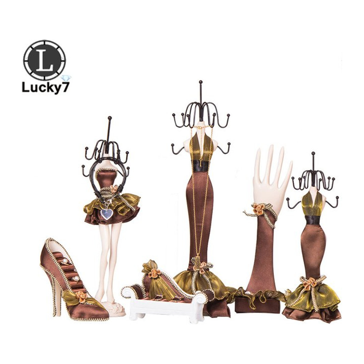 Schmuckdisplay Stand aus Kunstharz und Metall in Braun von luckyiasv für Ohrringe, Halsketten, Ringe und High Heels - Bild 1